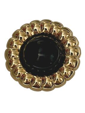 Vintage Jeri-Lou Scarf Clip Gold-tone Black Cabochon Hinged  1970s 1980s